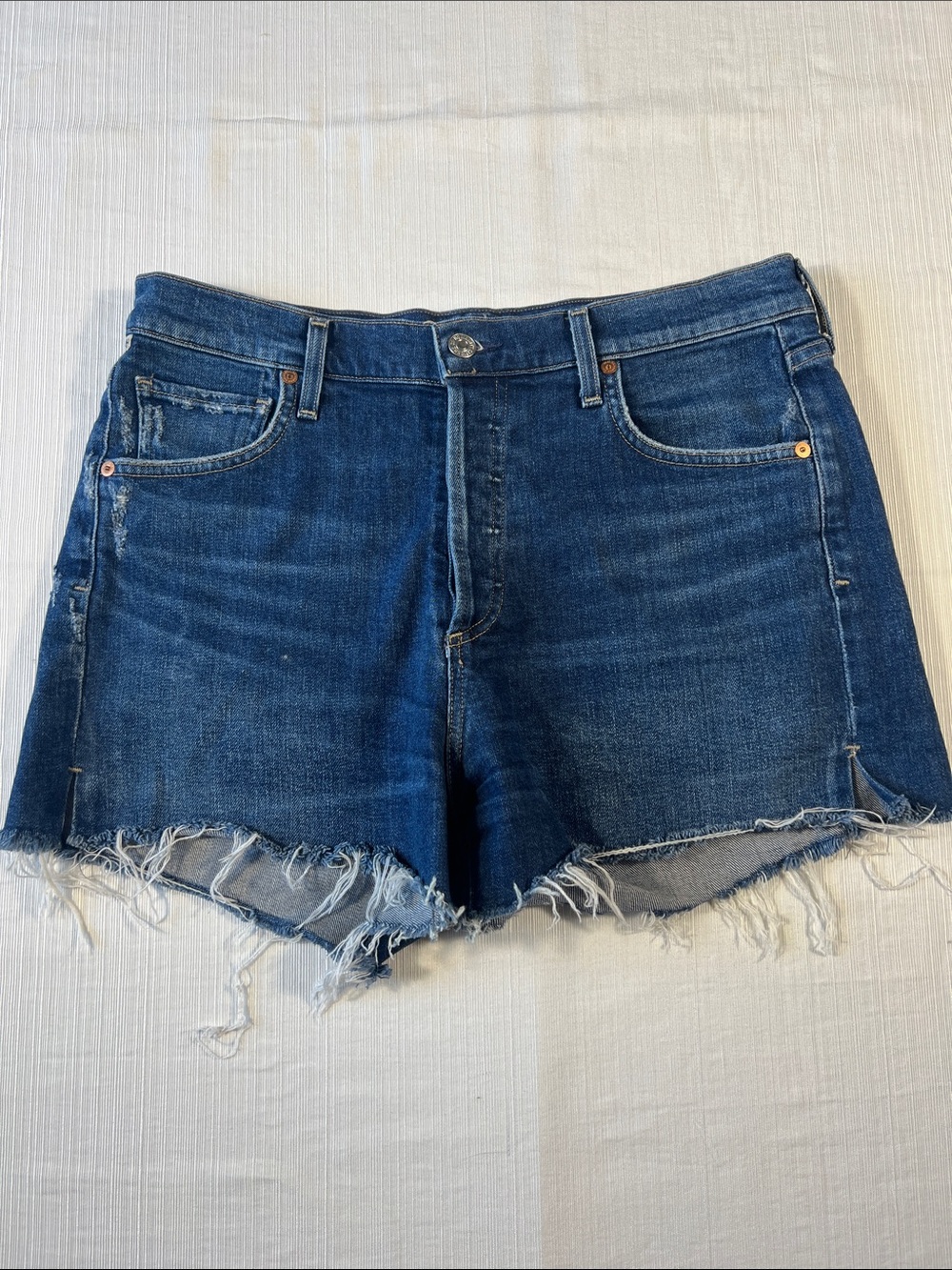 Citizens Of Humanity Blue Raw-Hem Denim Shorts
